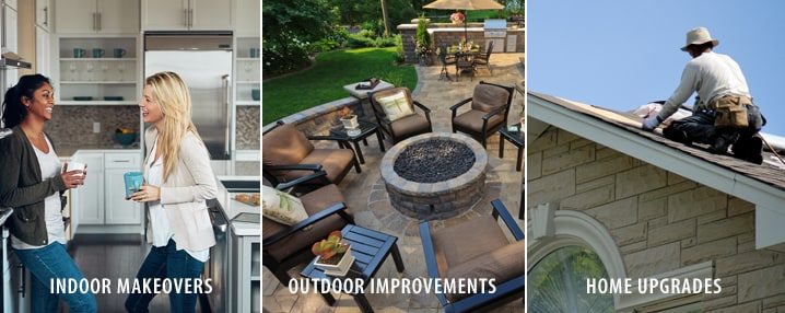 A collage showing indoor makeovers, outdoor improvements, and home upgrades