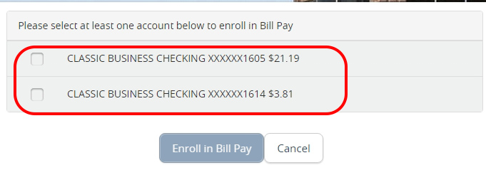 Bill Pay enrollment
