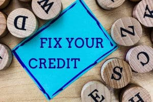 Word writing text Fix Your Credit. Business concept for Keep balances low on credit cards and other credit.