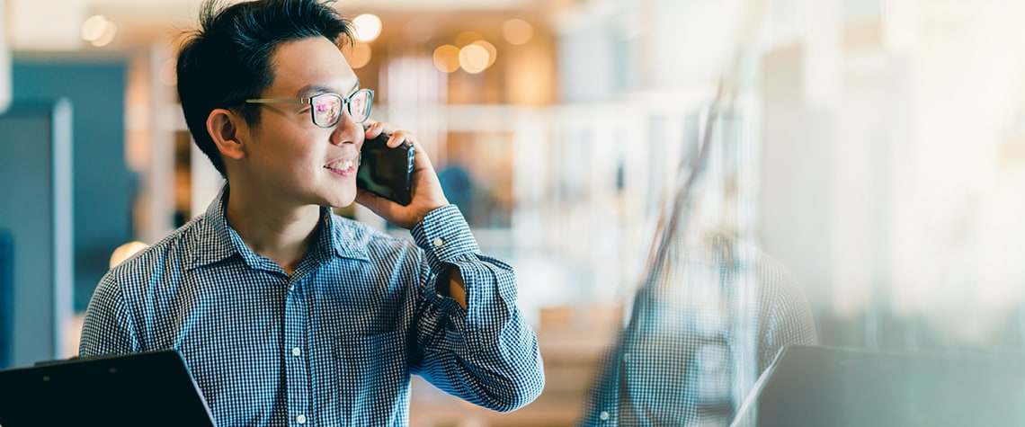 Business man talking on cell phone