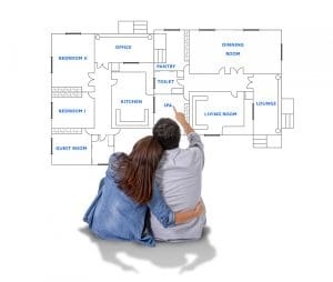 oung couple dreaming of new house in real state concept
