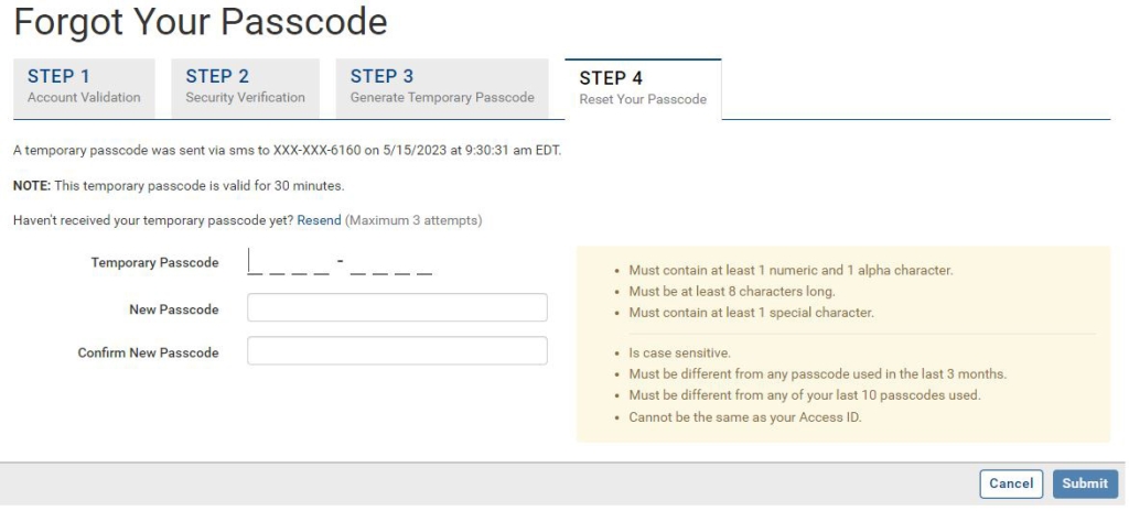 Forgot Password step 5