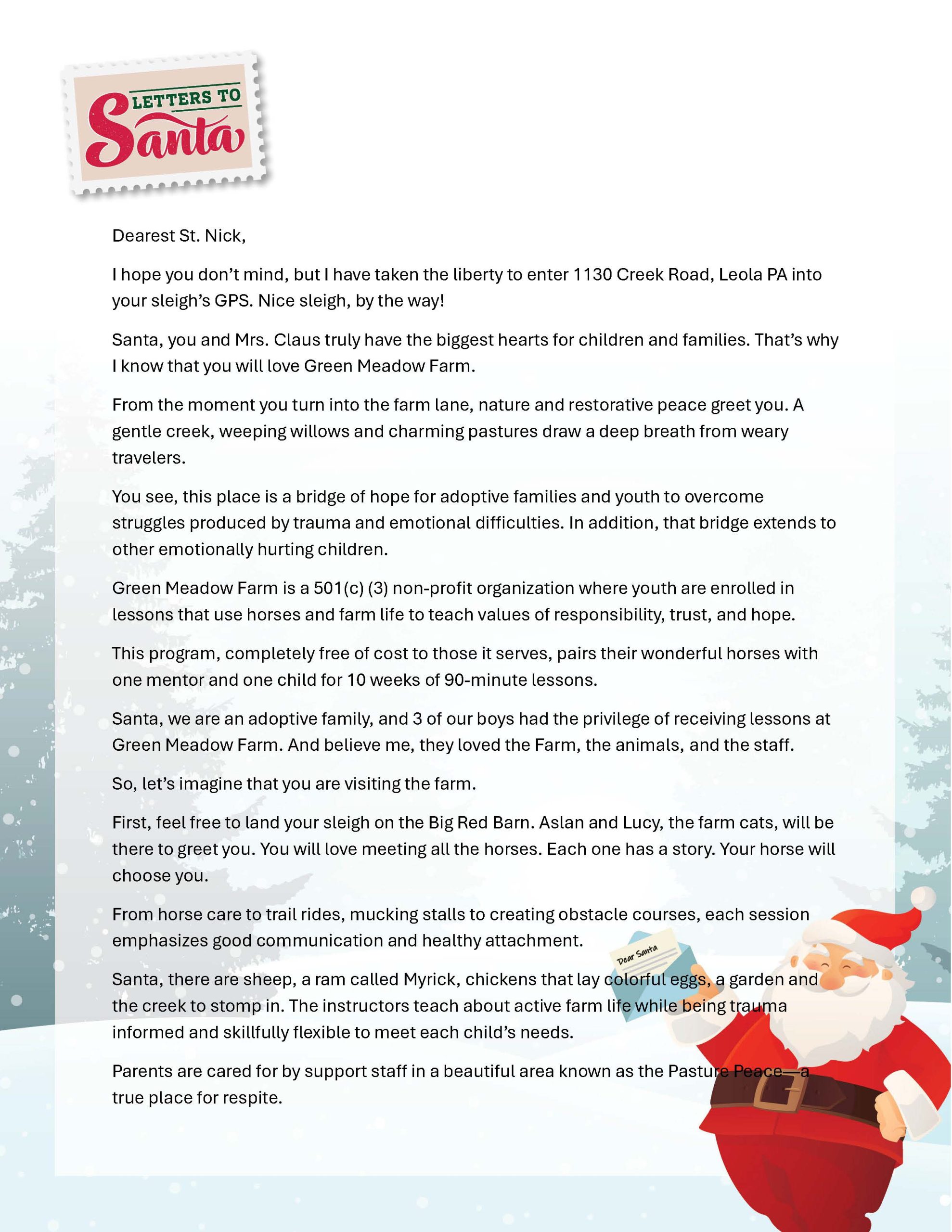 Green Meadow Farm Letter